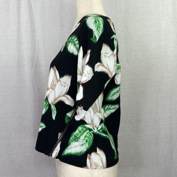 9-H15 SCL  Anthropologie Woman’s Black Green Floral Print  Postmark Blouse Sz S - Picture 6 of 13